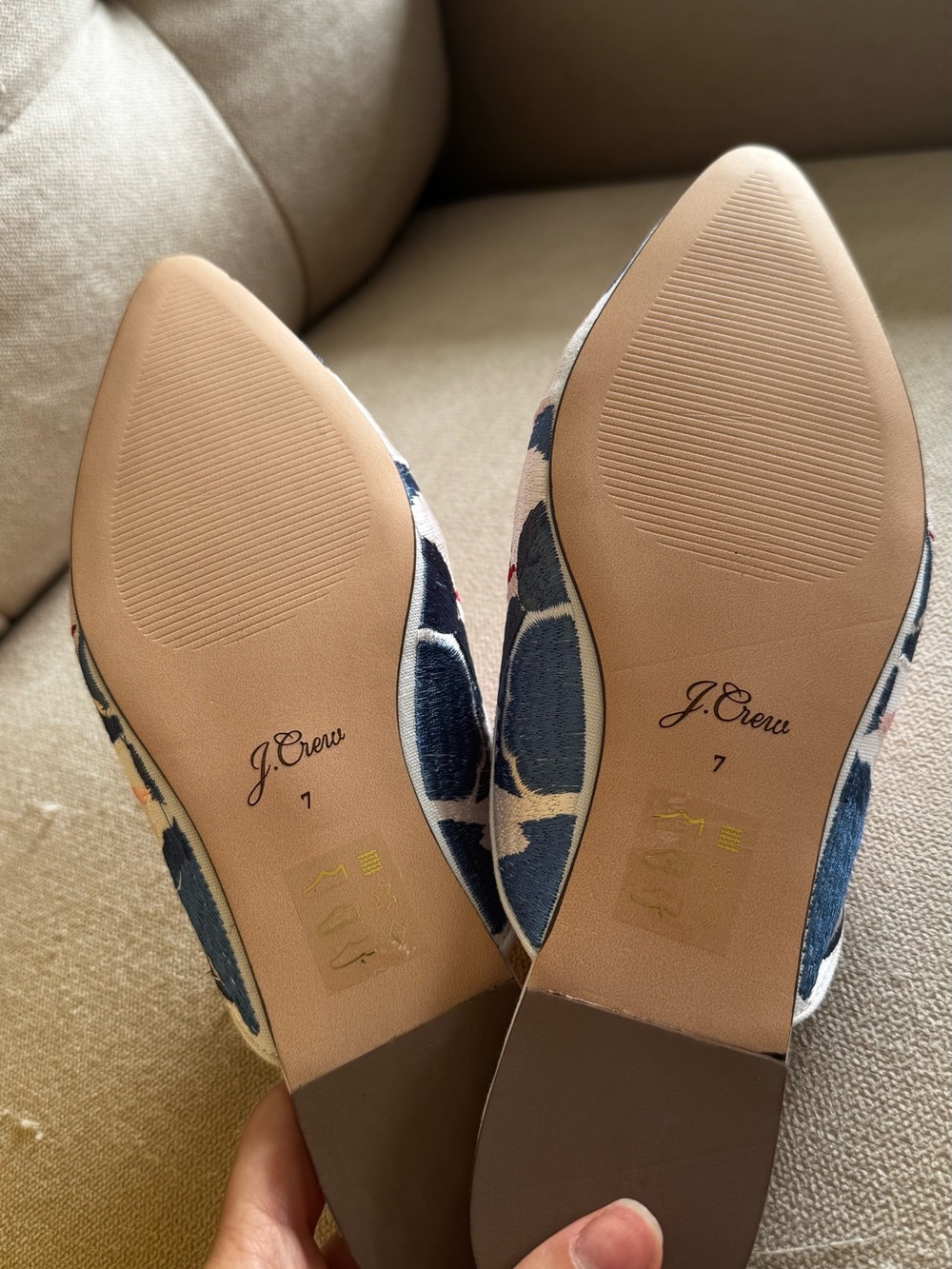 J. Crew Floral Embroidered Slip-On Mules in Red, Pink, Blue & Cream - Picture 6 of 6